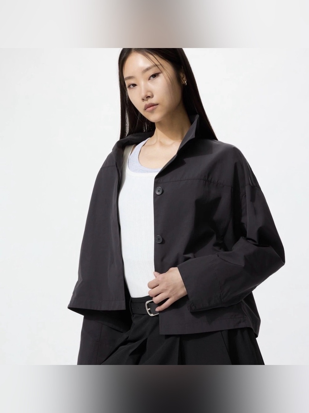 Uniqlo Open Collar Short Jacket Black Size S